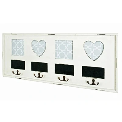 Abbildung von HAKU Möbel Wandgarderobe antikweiß, Massivholz, MDF Maße: B 63 cm x H 26 T 3 cm, Style: Industrial