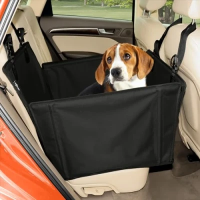 Abbildung von Extra Stabiler Hunde Autositz Verstärkter für kleine und mittlere mit 4 Befestigungsgurten Hochwertiger wasserdichter Hundeautositz den Rücksitz im Autos (M Größe, Schwarz)