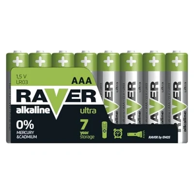 Abbildung von Raver by EMOS Ultra Alkaline AAA Micro Batterien 1,5V, LR03 Betriebstemperatur 20C bis +60C Max. Lagerfähigkeit 7 Jahre Für Fernbedienungen, Uhren, Wecker 8 Stück Vorratspack
