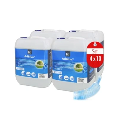 Abbildung von Höfer Chemie AdBlue 4 x 10L inkl. Ausgießer Harnstofflösung für Diesel Autos wie BMW &amp; VW Kanister mit Reduziert Giftige Stickoxide