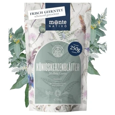 Abbildung von Königskerze Tee Monte Nativo (250g) Mullein Leaf schonend getrocknet lose Blätter 100% natürlich und ohne Zusatzstoffe Aromatischer Kräutertee für einen köstlichen Aufguss