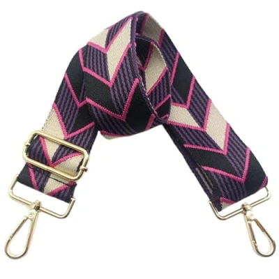 Abbildung von 5cm Taschengurte Breit zum Wechseln, Verstellbarer Schultergurt für Tasche mit Goldener Karabiner Schulterriemen, Umhängegurt fur Damen Handtaschen Crossbody DIY Zubehör (Schwarz/Lila)