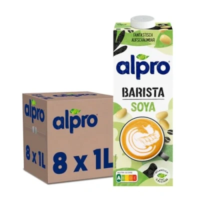 Abbildung von Alpro Barista Sojadrink Zum Aufschäumen Vegan und milchfrei Von Natur aus laktosefrei Reich an Proteinen Enthält Calcium Vitamine 8 x 1 L Haltbar