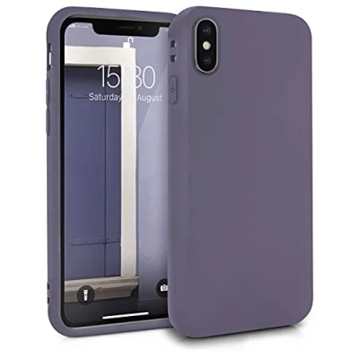 Abbildung von MyGadget Hülle kompatibel mit iPhone XS Max robuste Schutzhülle TPU Case Slim Silikonhülle Back Cover Kratzfest Handyhülle matt Lila [ dunkel ]