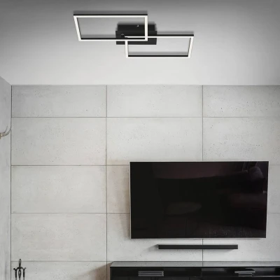 Abbildung von Briloner Leuchten LED Deckenleuchte 3149015 FRAME, CCT über Fernbedienung, Nachtlichtfunktion, Timerfunktion, fest integriert, Kaltweiß, Neutralweiß, Tageslichtweiß, Warmweiß, Deckenlampe, 50x38,8x7,8cm, Schwarz, 30W, Wohnzimmer, Schlafzimmer