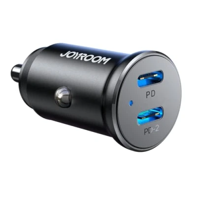 Abbildung von Joyroom Mini Autoladegerät JR CCN06 30W 2x USB C Metall schwarz