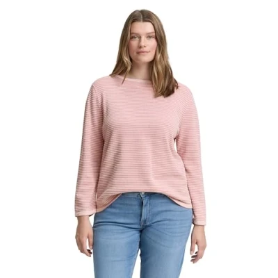 Abbildung von TOM TAILOR Damen 1048386 Pullover, 38706 Rose Bubble Knit Stripe, 52