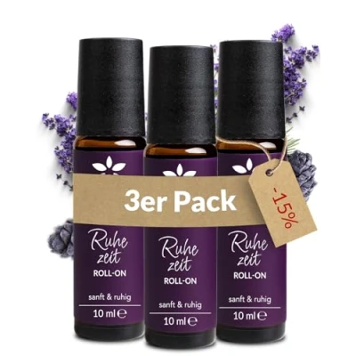 Abbildung von Heldengrün® Bio Roll On &quot;Ruhezeit&quot; [100% NATURREIN] Anti Stress Duft Dermatologisch getestet Stressfrei mit Lavendel &amp; Zirbe 2 in 1: Pflege 3 x 10 ml