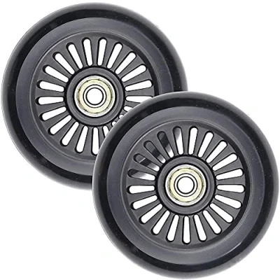 Abbildung von Kofferrollen Ersatzrollen 100 * 24mm 8mm Zenter Lager ID Gummi Rollen Räder 1Paar Mute Gepäck Koffer Ersatz Wheels