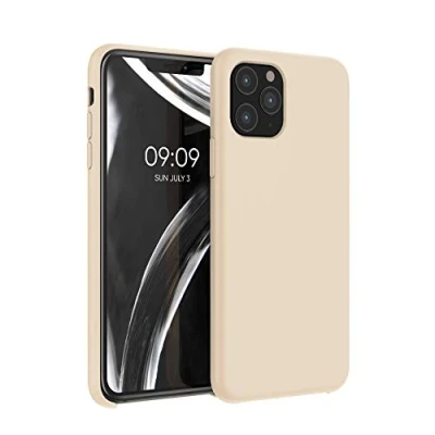 Abbildung von kwmobile Hülle kompatibel mit Apple iPhone 11 Pro Silikon Handy Case Handyhülle weiche Oberfläche kabelloses Laden Perlmutt