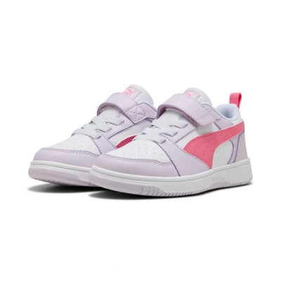Abbildung von Puma Rebound V6 Unisex Sneaker low für Kinder, Größe: 28, Lilac frost/magic rose/white Schuhe
