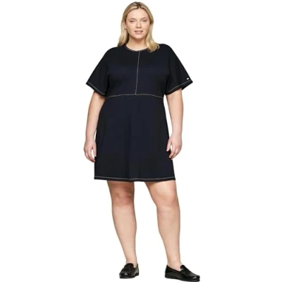 Abbildung von Tommy Hilfiger Curve Global Stitch Jerseykleid, Damen, Größe: 46, Desert sky