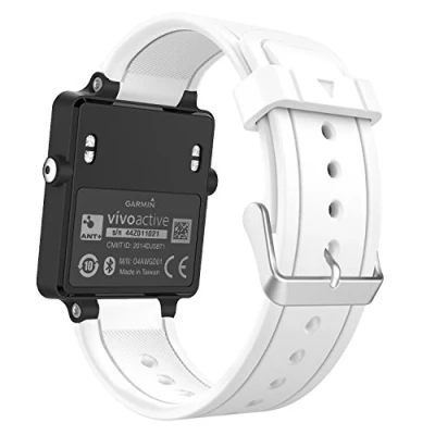 Abbildung von MoKo Armband Kompatibel mit Garmin Vivoactive/Vivoactive Acetate, Silikon Ersatzarmband Uhrenarmband Sportarmband Einstellbar Wechselarmband Weiß