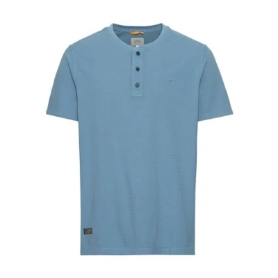 Abbildung von camel active Kurzarm Henley Tshirt basic, Herren, Größe: Large, Blue