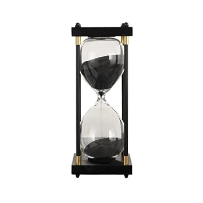 Abbildung von BAOLUCKWANG Sanduhr Timer 60 Minuten,Schwarzer Holzrahmen,Dekorative Sanduhr,30 Minuten Sanduhr,Sanduhr Ornament Für Zuhause,Esszimmer,Bürodekoration,Schwarz,60