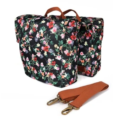 Abbildung von Tourbn TOURBON wasserdichte Segeltuch Fahrrad Rücksitz Träger, Gepäck Aufbewahrungstasche, Radfahren, doppelte, aufrollbare Gepäcktasche (Blumenmuster)