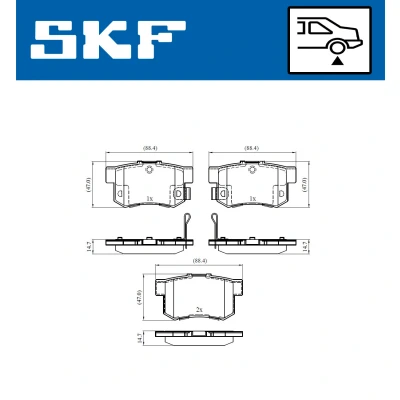 Abbildung von SKF VKBP 90451 A Bremsbelagsatz mit akustischer Verschleißwarnung