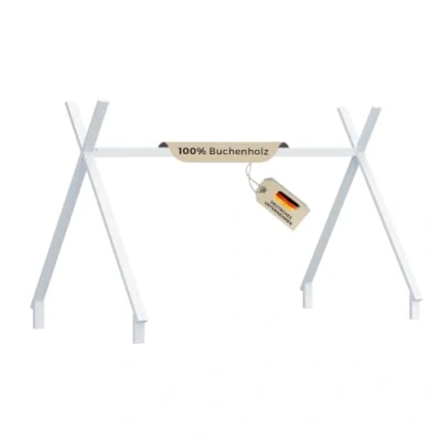 Abbildung von ALAVYA HOME® Kinderbett Bodenbett Titan Dach aus Buchenholz I abnehmbarem für Montessori (Weiß 2, 80 x 160 cm)