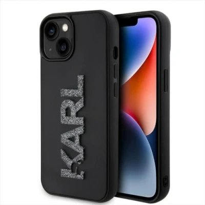 Abbildung von Karl Lagerfeld KLHCP15S3DMBKCK Hülle für iPhone 15 6.1&quot; Schwarz hardcase 3D Rubber Glitter Logo