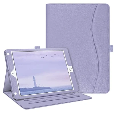 Abbildung von Fintie Schutzhülle für iPad 9.7 2018 2017,iPad Air 2,iPad 1 [Eckenschutz] Multi Winkel Betrachtungs Folio Hülle mit Tasche, automatischer Wake/Sleep /Schlafmodus 6.,5. Generation, lila