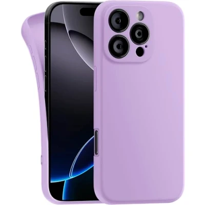 Abbildung von MyGadget Hülle kompatibel mit iPhone 16 Pro robuste Handyhülle TPU Case Slim Silikonhülle Back Cover Kratzfest Schutzhülle Matt Lila