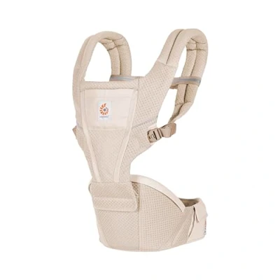 Abbildung von Ergobaby Alta Hip Seat Babytrage mit Babyhüftsitz für Babys und Kleinkinder ab 4 Monaten (5,5 kg 20,4 kg), Hüftsitz Trage Hüfttrage SoftFlex Mesh, Natural Beige
