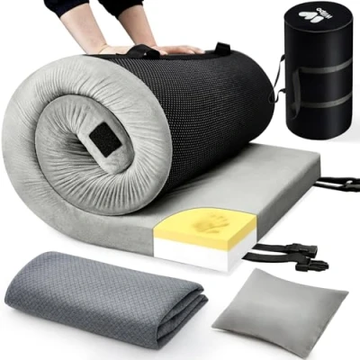 Abbildung von Willpo Schaumstoff Camping Matratze 191 x 76 7 cm Outdoor Isomatte für Auto, Zelt, Reise, Gästematratze Klappmatratze mit Abnehmbare wasserdichte Bezug&amp; Tasche Grau