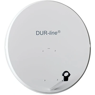Abbildung von DUR line MDA 90cm Hellgrau Aluminium Satellitenschüssel mit LNB Feedhalterung Sat Antenne Spiegel Anlage [Digital, Camping, Astra 19,2, DVB S/S2, Full HD, 4K, 3D]