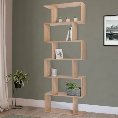 Abbildung von IDMarket Bücherregal Sofia S Form Holz in Buche Optik 189 cm