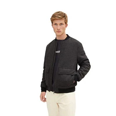 Abbildung von TOM Tailor Denim Regular FIT MIT Aufgesetzten Taschen Bomberjacke, Herren, Größe: Large, Grey brown navy mini check