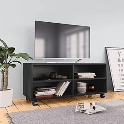 Abbildung von ZQQLVOO TV Schrank mit Rollen,TV Tisch,TV Schränke, Lowboard, Fernsehschrank, Fernsehtisch, Beistelltische,Couchtisch, Schwarz 90x35x35 cm Spanplatte