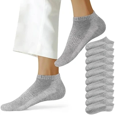 Abbildung von NUOZA Sneaker Socken Herren 43 46 Damen Kurz Sneakersocken Söcklinge Baumwolle 10 Paar, 201 Grau