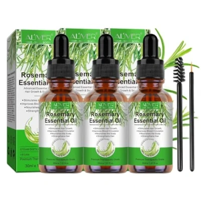 Abbildung von ALIVER Haaröl Rosmarinöl Ätherisches Öl Haarwachstum Haarpflege 30ml, 3 tlg., Haaröl, Haarwachstum, Hautpflege