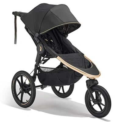 Abbildung von Baby Jogger Summit x Robin Arzón Kinderwagen zum Joggen zusammenklappbarer 3 Rad Sportkinderwagen mit Handbremse City Royalty (Black &amp; Gold)