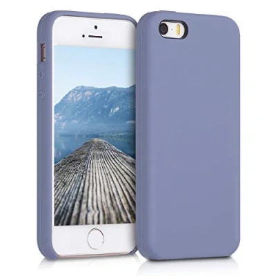 Abbildung von kwmobile Hülle kompatibel mit Apple iPhone SE (1.Gen 2016) / 5 5S Silikon Handy Case Handyhülle weiche Oberfläche kabelloses Laden Lavendelgrau