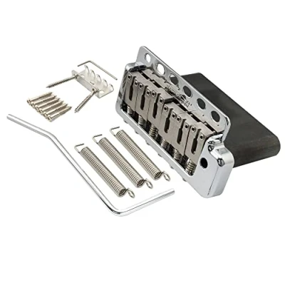 Abbildung von Wilkinson WVP6 SB 54mm 5+1 Loch Strat Tremolo Steg Gitarre Bridge mit SUS Edelstahl Saitenreiter Voller Solid Stahlblock für Import Strat/Japan Strat, Chrom