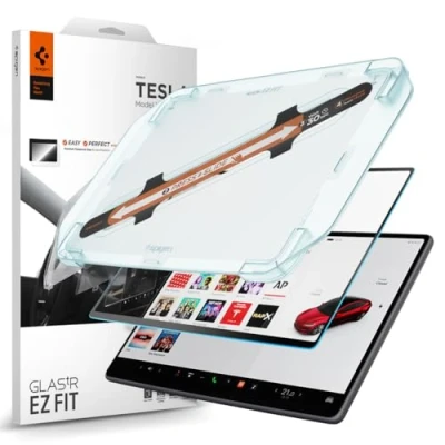Abbildung von Spigen Glas.tR EZ Fit Schutzfolie für Tesla Model 3 Highland (2024/2025), New Y Juniper (2025), inkl. Installationsset, 15,4 Zoll, Matt, Blendschutz, Kratzfest, Anti Fingerabdruck, 9H