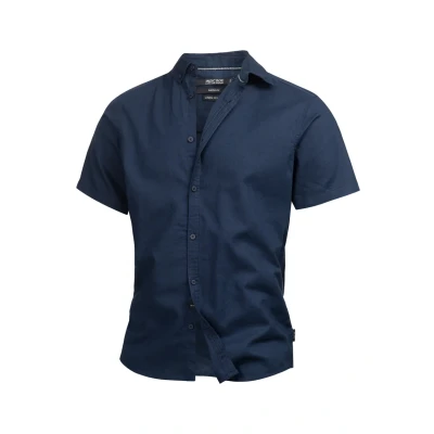 Abbildung von Indicode Herren INBravida Leinenhemd Kurzarm Hemd mit Button Down Kragen Herrenhemd Männerhemd Navy solid S