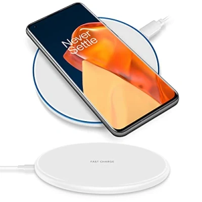Abbildung von QI Wireless Ladestation kompatibel für OnePlus 9 Pro / Kabellos Charger Induktives Universal Schnellladegerät, Farben:Weiss