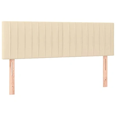 Abbildung von vidaXL Kopfteil 2 STK., Bettkopfteil mit Holzbeinen, Höhenverstellbar Polsterkopfteil für Bett, Betthaupt Bettzubehör Schlafzimmer, Creme 72x5x78/88cm Stoff