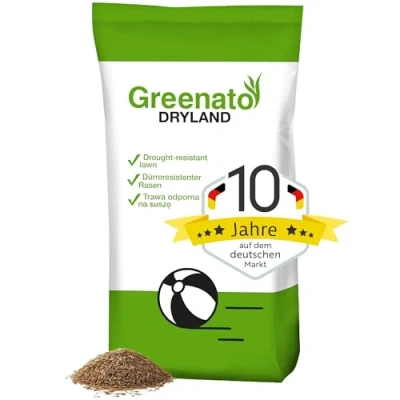 Abbildung von Greenato Rasensamen Dryland dürreresistenter Trockenrasen, 5 kg, Grassamen schnellkeimend Frühjahr und Herbst