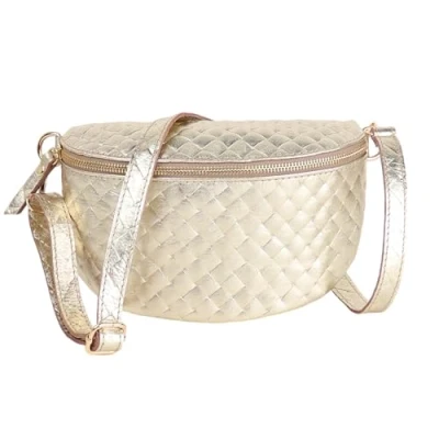 Abbildung von MIRROSI Bauchtasche Damen, Echtleder, Leder, Made in Italy, Umhängetasche, Brusttasche, (Schultertasche für jeden Anlass (1 Tasche &amp; 1/2 Gurt(e), ca.25x16x7cm), Crossbody Bag, verstellbaren Schulterriemen