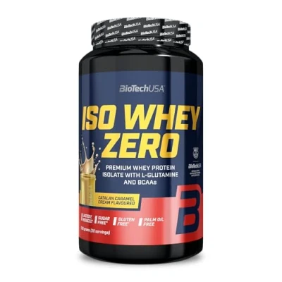 Abbildung von BioTechUSA Iso Whey Zero Premium Protein Isolate Grass Fed Enzyme Free Sugar and Gluten free, 908g, Katalanische Karamellcreme