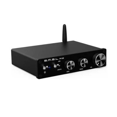 Abbildung von SMSL A12 Bluetooth 5.0 Stereo Audio Amplifier, Mini HiFi Class D Integrated 2 Channel Power Amp for Home Speakers with Bass and Treble Control 80Wx2 Infineon&#039;s MA12070