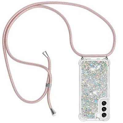 Abbildung von YuhooTech Handykette Hülle Kompatibel mit Samsung Galaxy S23 Handyhülle Quicksand Glitzer Band Silikon Kordel Umhängenband Schnur Treibsand Case zum Umhängen
