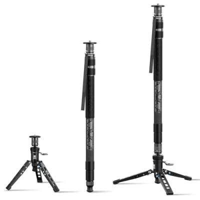 Abbildung von SIRUI Einbeinstativ aus Karbonfaser, 144,8 cm Kamera mit Pedal, schnelles Füßen, einstufige Höhenverstellung Drehverschluss, kompaktes Reise Einbeinstativ, maximale