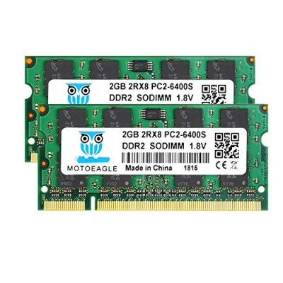 Abbildung von Motoeagle 4GB Kit (2x2GB) DDR2 800 PC2 6400 6400S 2GB SODIMM 200 Pin 1,8V CL6 Non ECC Unbuffered Notizbuch Arbeitsspeicher