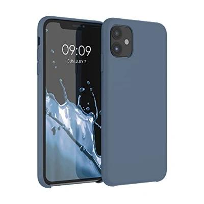 Abbildung von kwmobile Hülle kompatibel mit Apple iPhone 11 Silikon Handy Case Handyhülle weiche Oberfläche kabelloses Laden Dunkler Schiefer