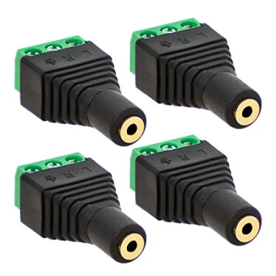 Abbildung von 4X Klinken Buchse 2,5mm Adapter &gt; Terminal Block 3 Pin Schraub Klemmen Vergoldet