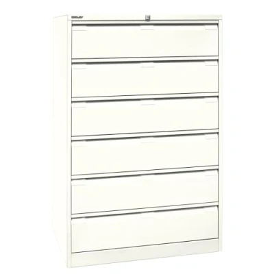 Abbildung von BISLEY Karteischrank, dreibahnig DIN A5, 6 Schubladen, Metall, 625 Reinweiß, 62.2 x 80 132.1 cm